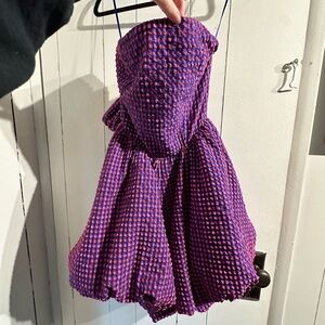 AKIRA NWOT Purple and Orange CHECKERED Strapless BUBBLE Dress